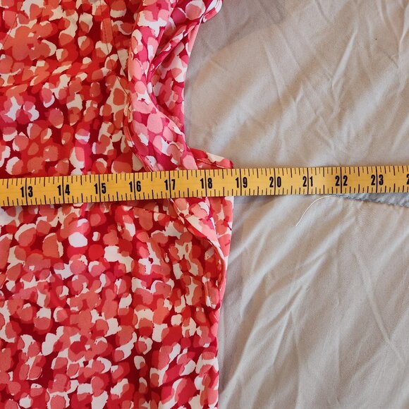 Liverpool Los Angeles Petite V-Neck Flutter Sleeve Blouse Top Shirt Watermelon - Picture 5 of 11